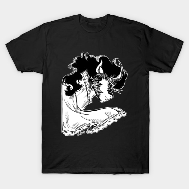 (B/W) In The Dark Of The Night T-Shirt by InkPotts